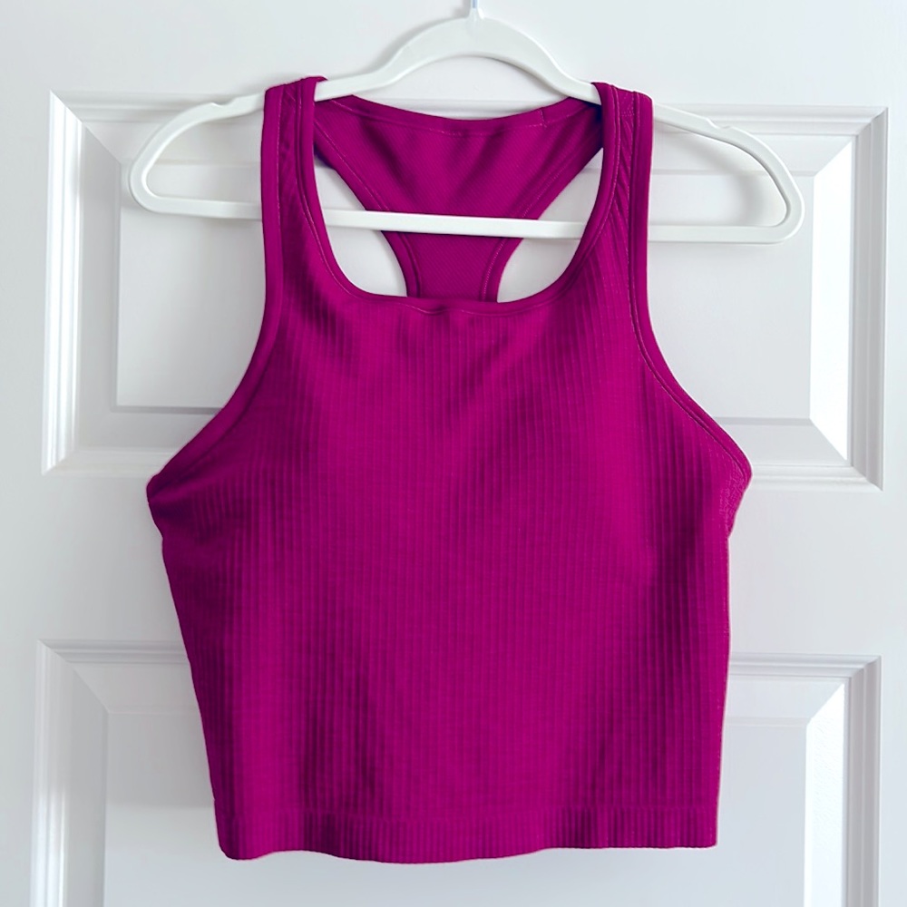 Lululemon ebb to street cropped tank magenta purple sz 12